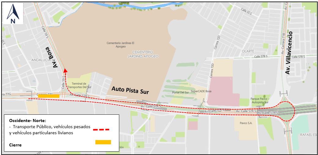 Cierre en la autopista Sur entre av. Bosa y calle 63 sur Bogotá 
