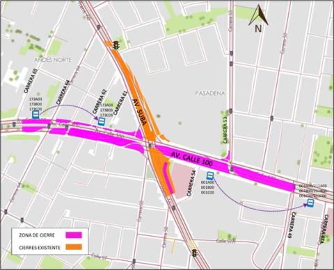 Por obras hay cierre en la calle 100 entre carreras 49 y 65 Bogotá