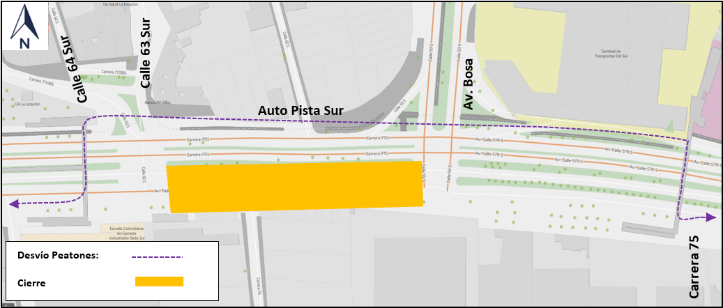 Cierre en la autopista Sur entre av. Bosa y calle 63 sur Bogotá 