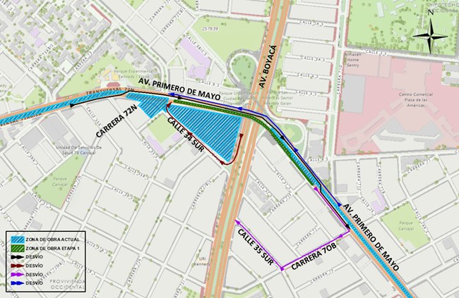 Cierre Bogotá av. Primero de Mayo entre calle 34 sur y carrera 71F