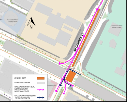 Cierre de la intersección de la av calle 100 con carrera 11 Bogotá
