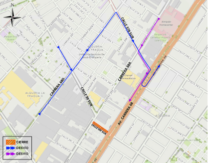 Cierre calzada calle 39F sur carrera 68A y avenida carrera 68 Bogotá