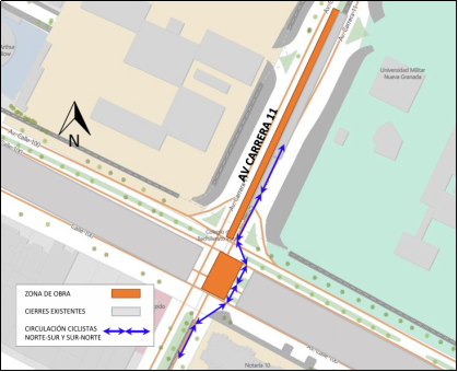 Cierre de la intersección de la av calle 100 con carrera 11 Bogotá