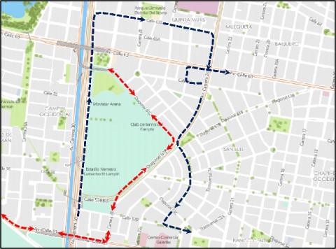 Cierres y desvíos carrera atlética Compensar 2026 Bogotá