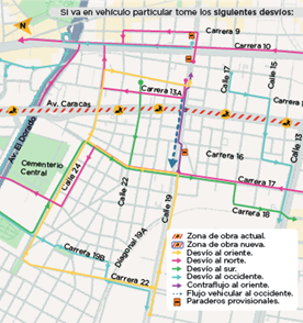 Construcción del viaducto Metro Bogotá avenida Caracas con calle 19