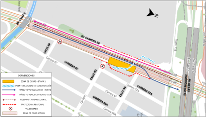 Cierre de calzada en la avenida carrera 68 con calle 4G en Bogotá 