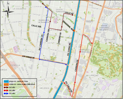 Obras Metro Bogotá cierre total diagonal 40A con avenida Caracas