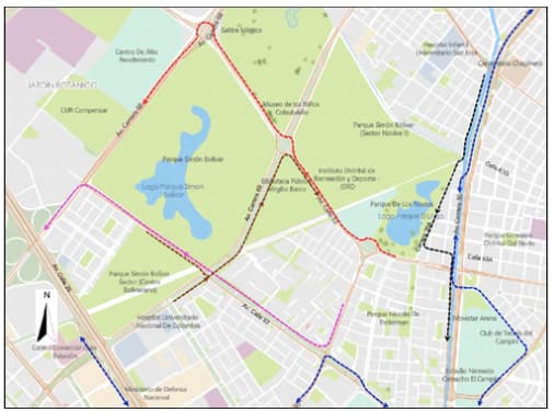 Mapa 3 cierres y desvíos por la carrera Expedición Bodytech Bogotá 2026 domingo 20 de septiembre