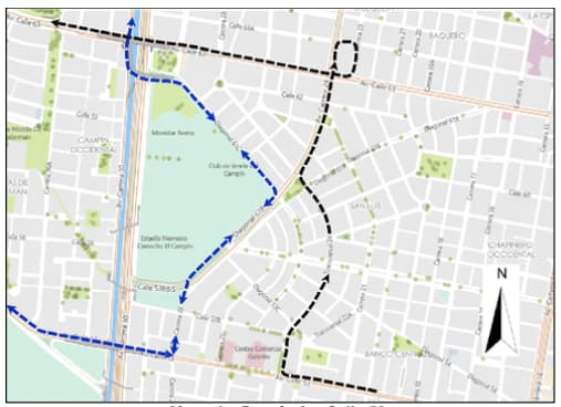 Mapa 4 cierres y desvíos por la carrera Expedición Bodytech Bogotá 2026 domingo 20 de septiembre