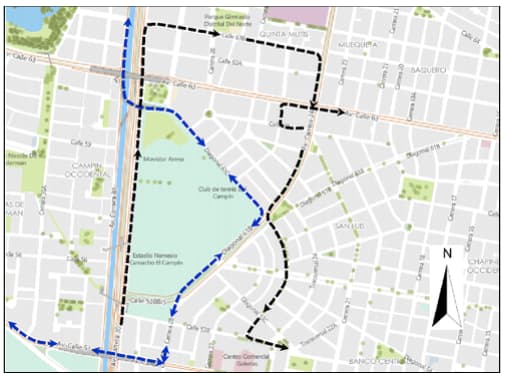 Mapa 5 cierres y desvíos por la carrera Expedición Bodytech Bogotá 2026 domingo 20 de septiembre