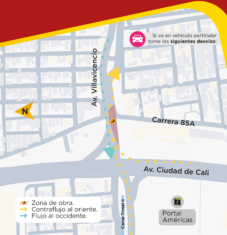 Cierre en av. Villavicencio con carrera 85A por construcción de vigas pórtico del Metro