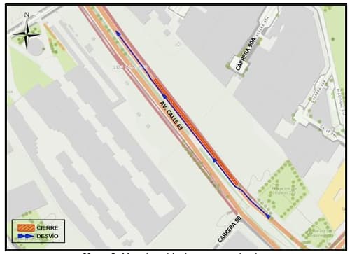 Movilidad Bogotá cierres por obras en calle 63 entre carreras 90 y 92 mapa 2