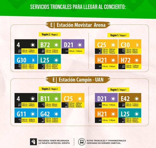 TransMilenio Bogotá llegar o salir del concierto del Grupo Firme