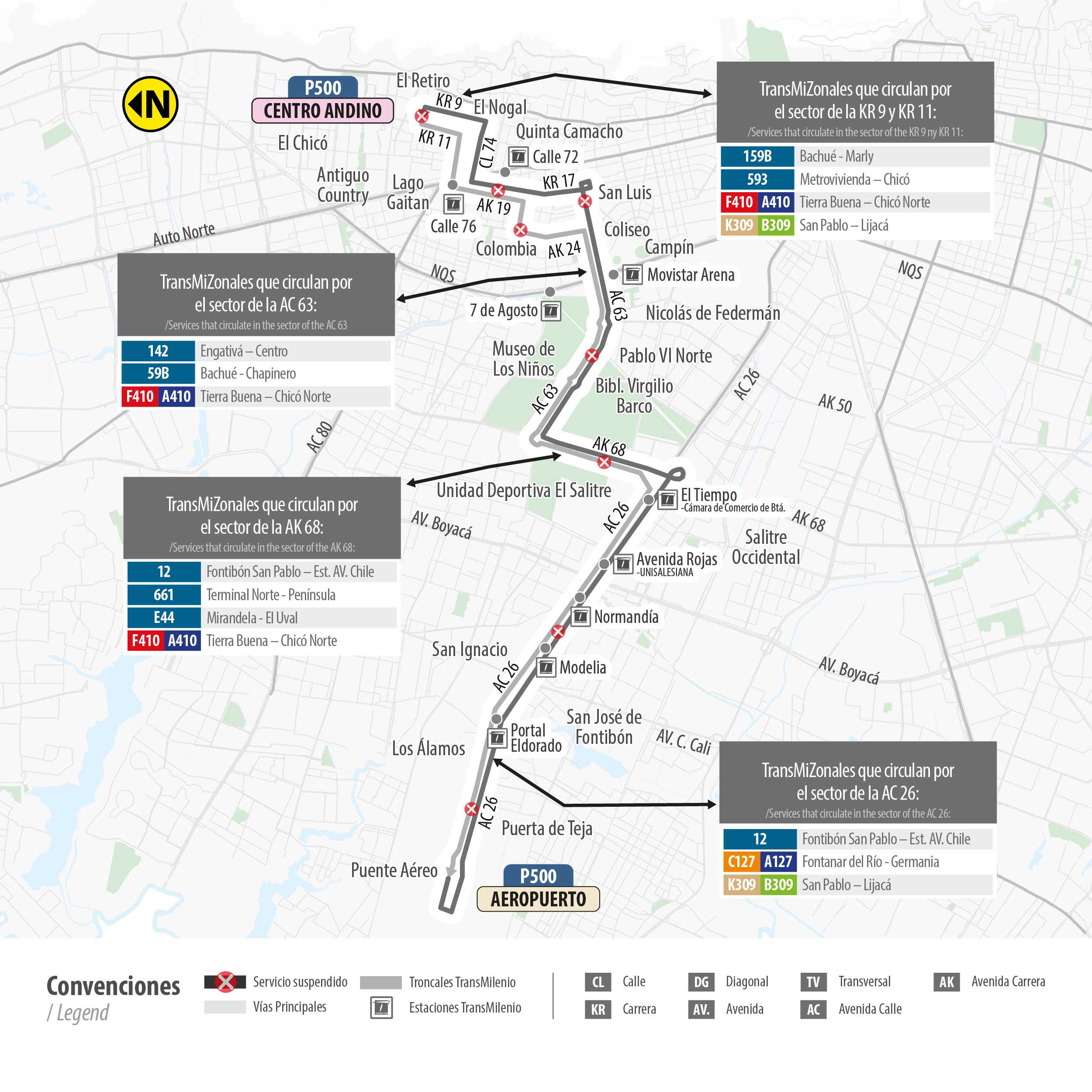 TransMiZonal P500 dejó de operar los días festivos Bogotá