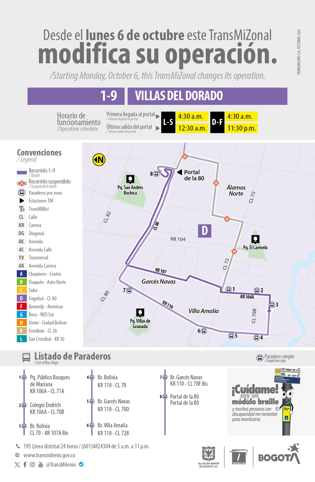 TransMiZonal 1-9 Villas del Dorado modificó su recorrido Bogotá 