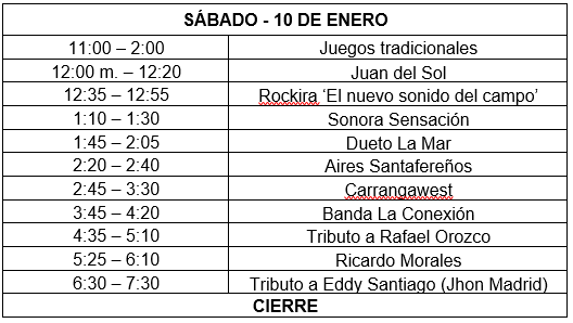Programación 10 de enero
