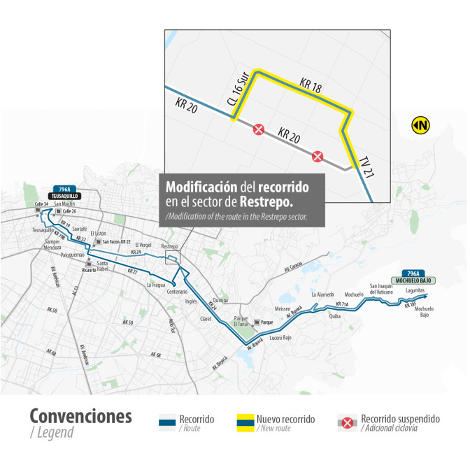 Ruta 796A ajustó su recorrido en el sector de Restrepo Bogotá 