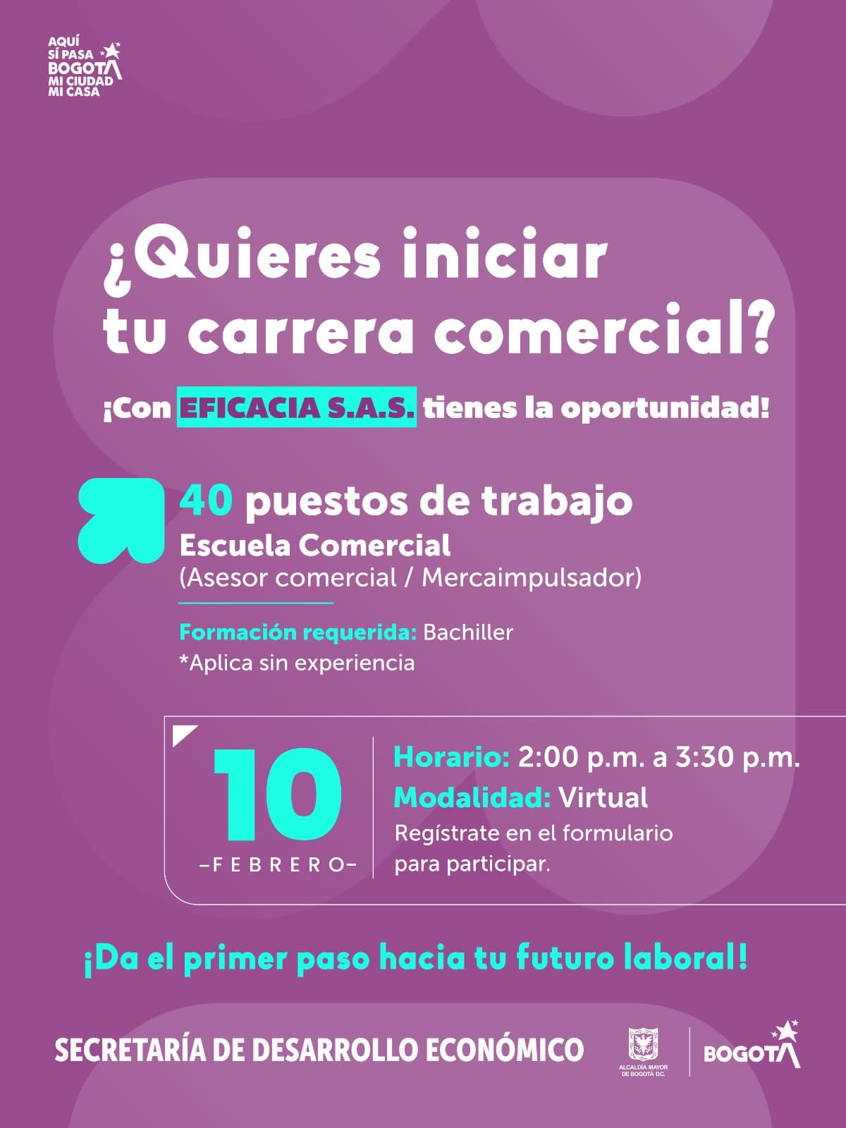 Trabajo en Bogotá hay 40 vacantes para asesores comerciales martes 10 de febrero de 2026 invitación.png