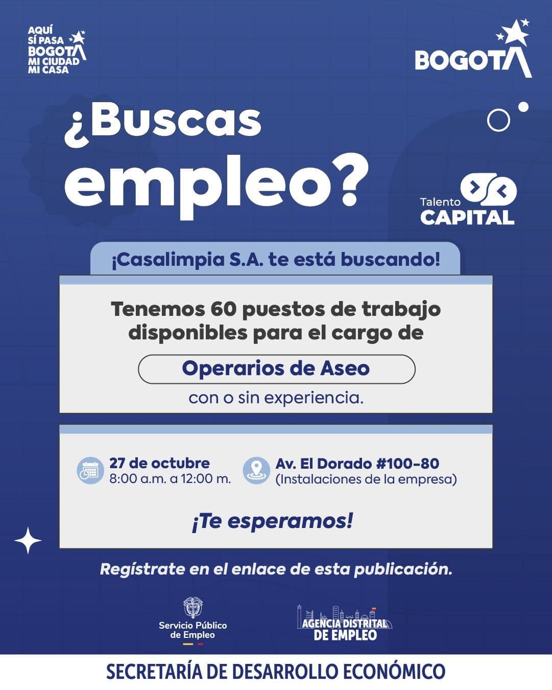 Trabajo sí hay Bogotá 60 vacantes operarios aseo lunes 27 de octubre de 2025 invitación.png