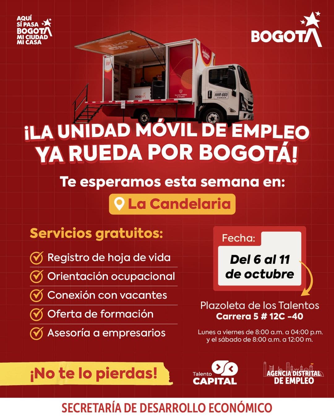 Trabajo sí hay en Bogotá asiste a La Candelaria hasta el 11 de octubre de 2025