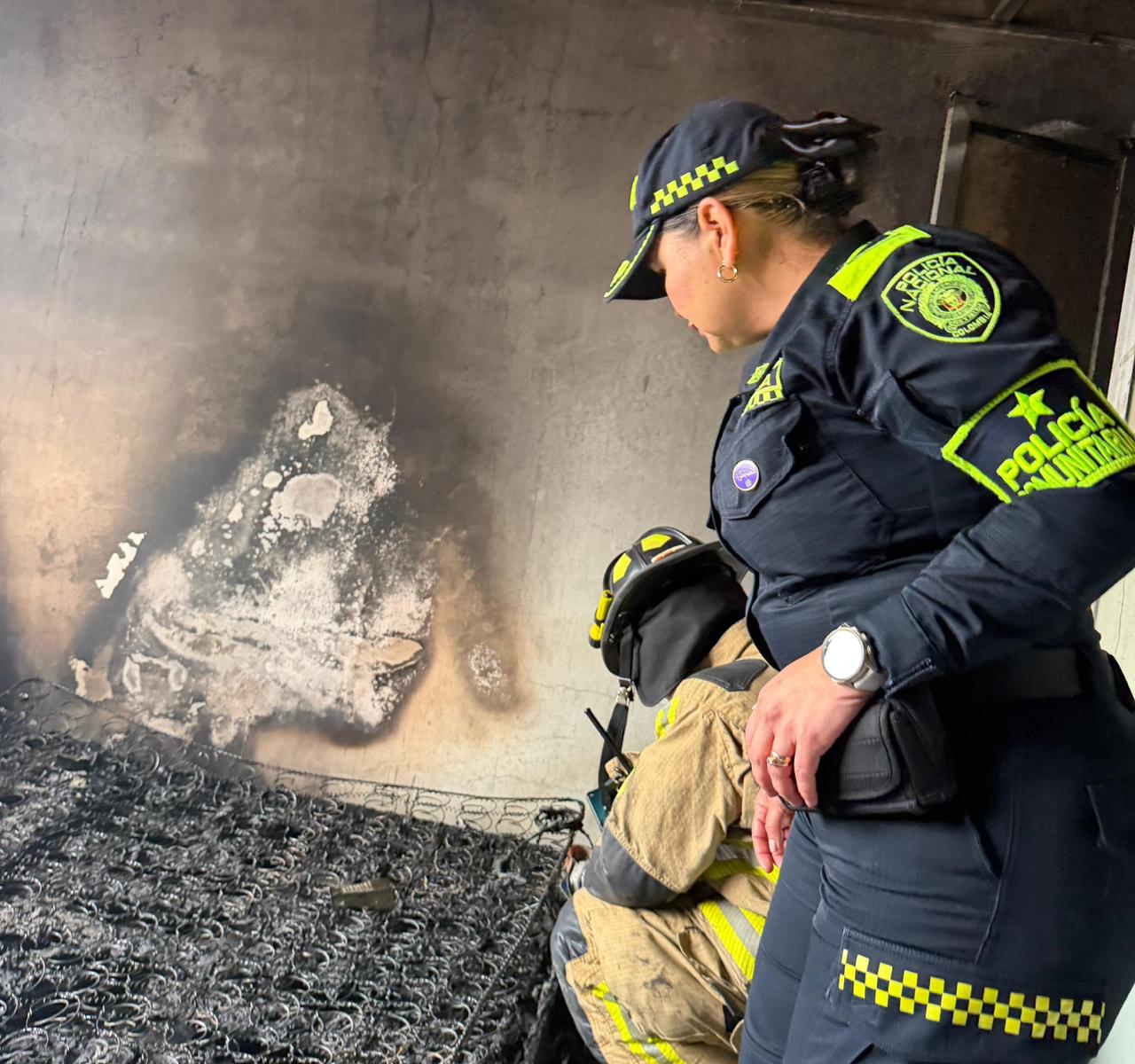 Colchón quemada por incencio