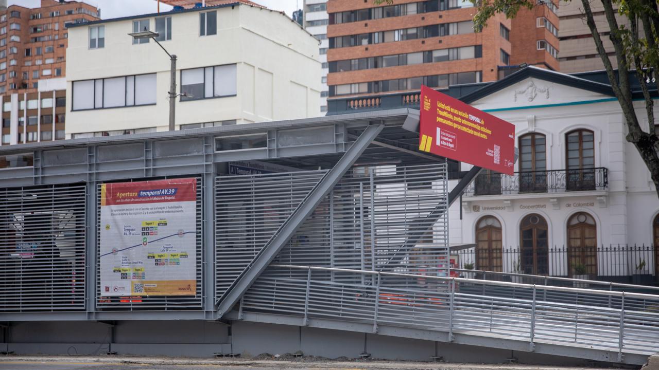 Apertura estación Av. 39 y cierre Calle 45 en avenida Caracas Bogot