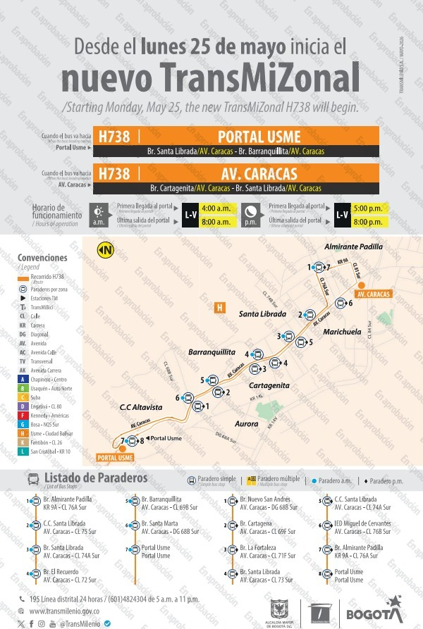 Nueva Ruta H 738 Av. Caracas 