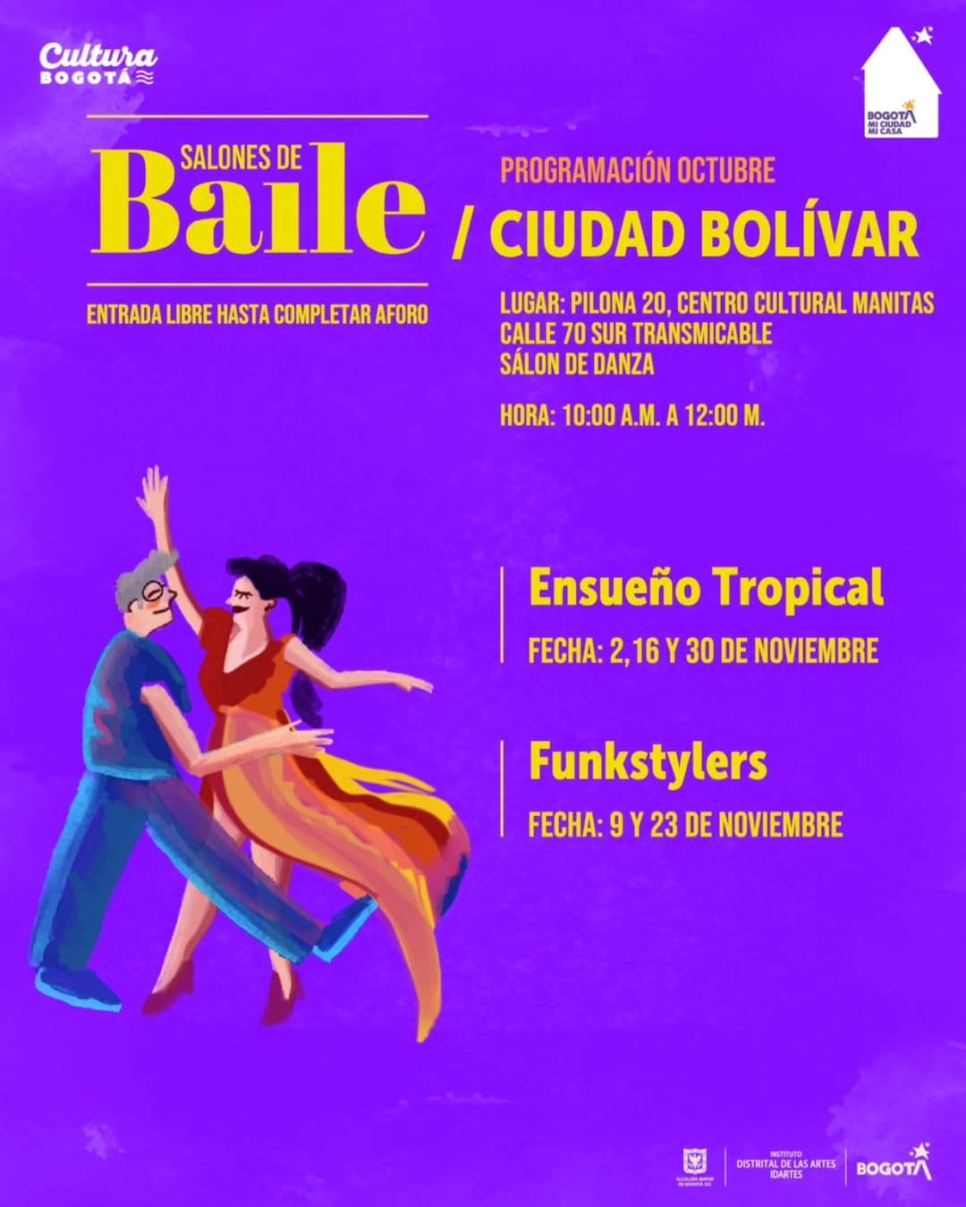 Talleres gratis de baile en Ciudad Bolívar 