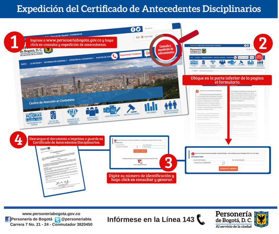 Certificado de antecedentes disciplinarios de la Personería de Bogotá - Foto: Prensa Personería Distrital