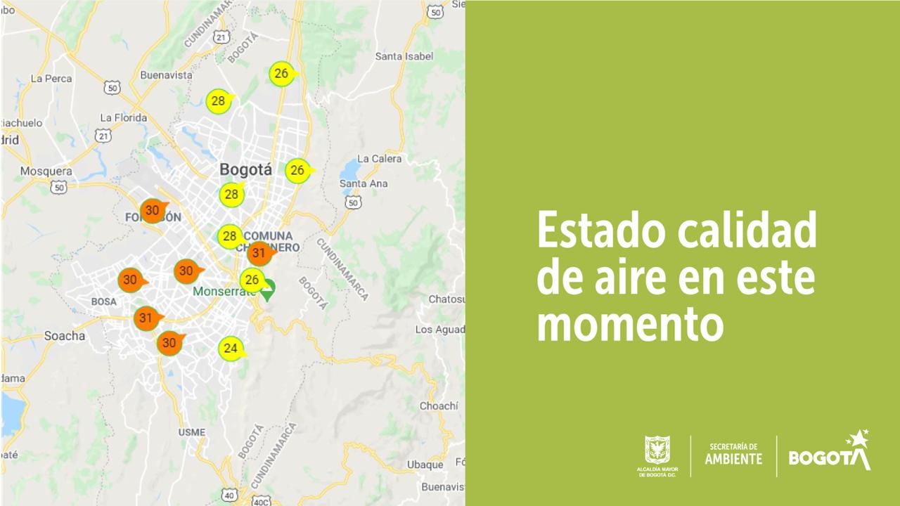 Imagen de las estaciones que reportan contaminación del aire