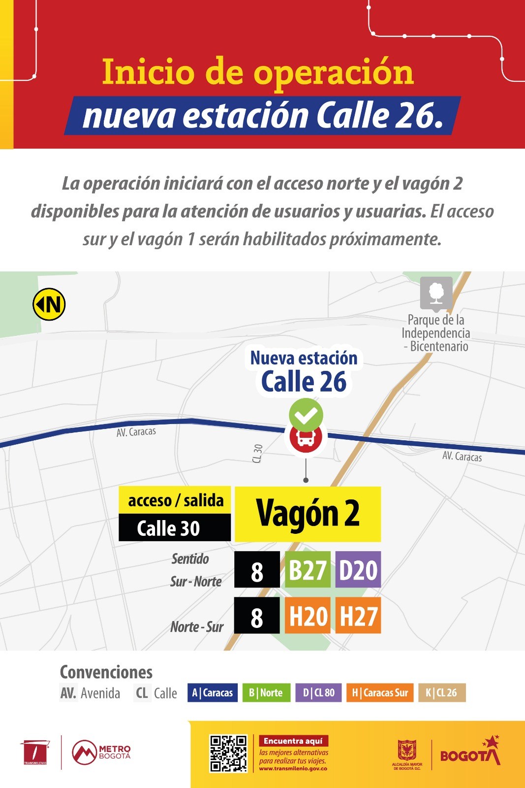 Nueva estación de TransMilenio Calle 26 entra en operación en Bogotá