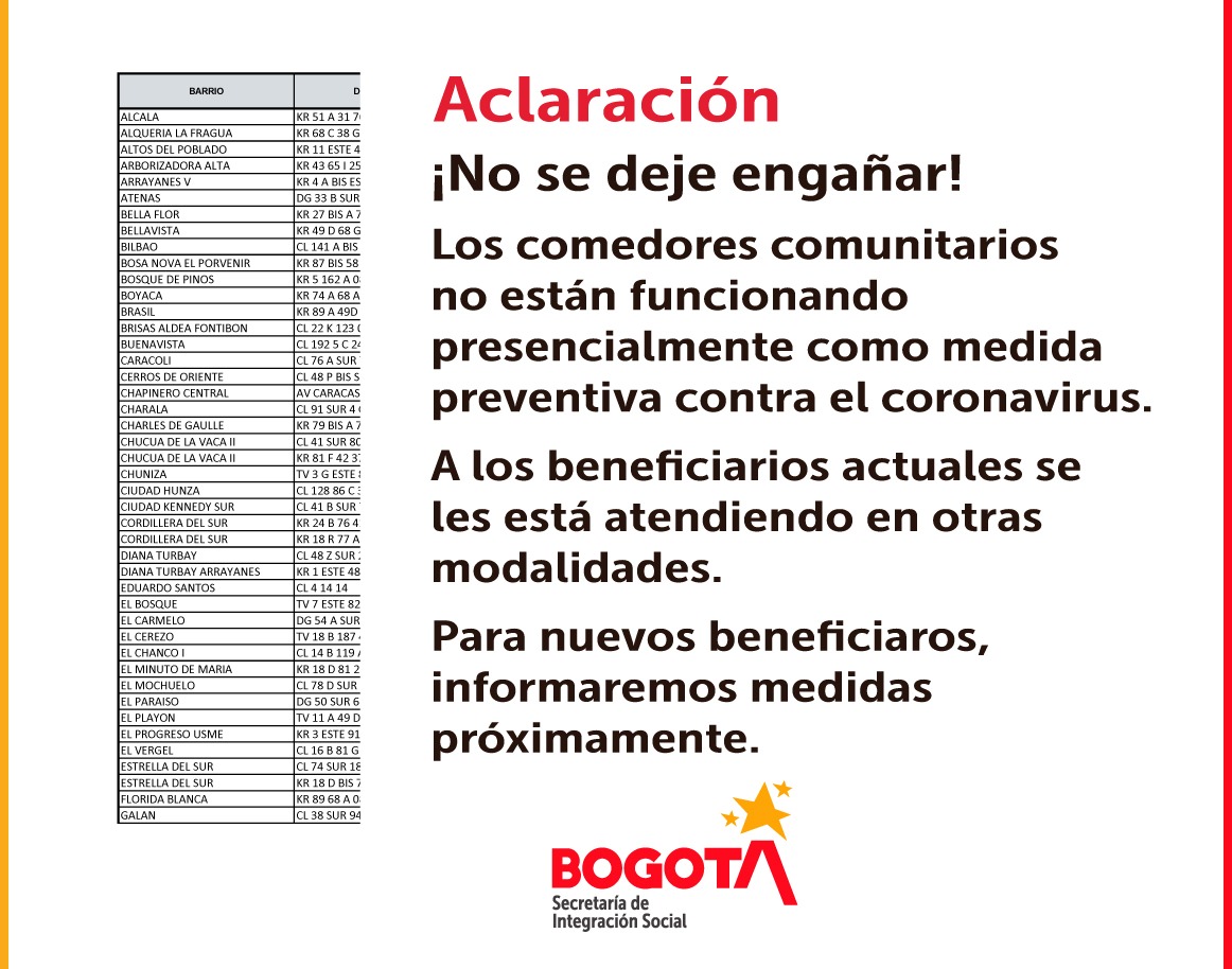 Comedores Comunitarios en Bogotá