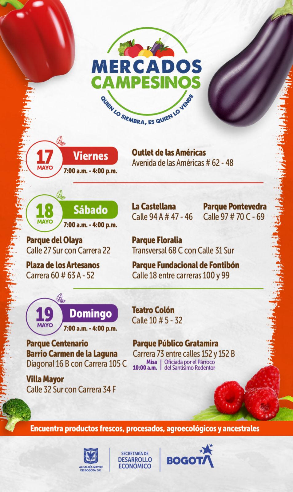 Compra frutas frescas Mercados Campesinos de Bogotá 17 al 19 de mayo