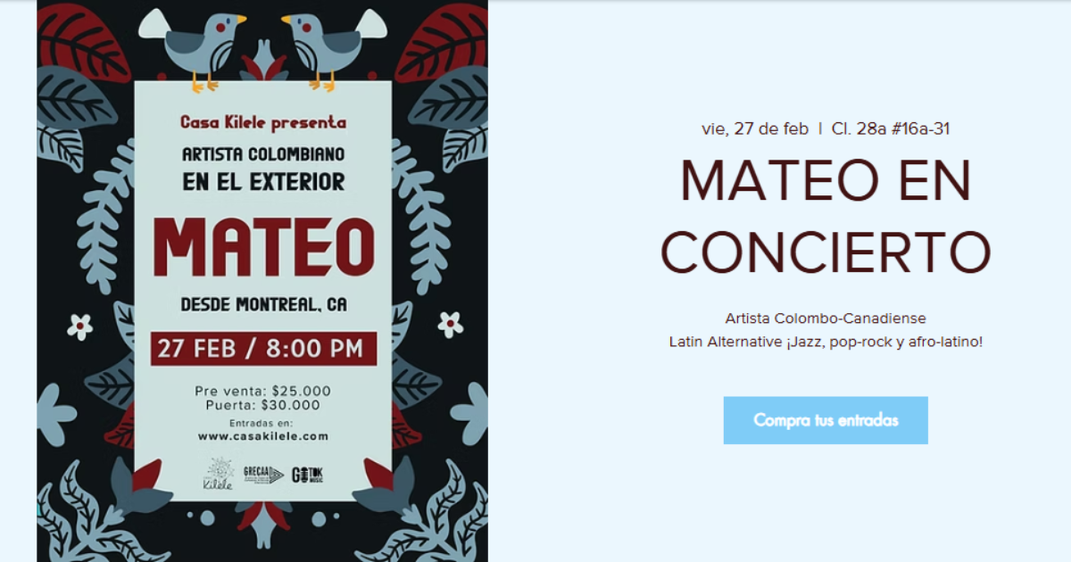 Imagen del cartel promocional del concierto de Mateo.