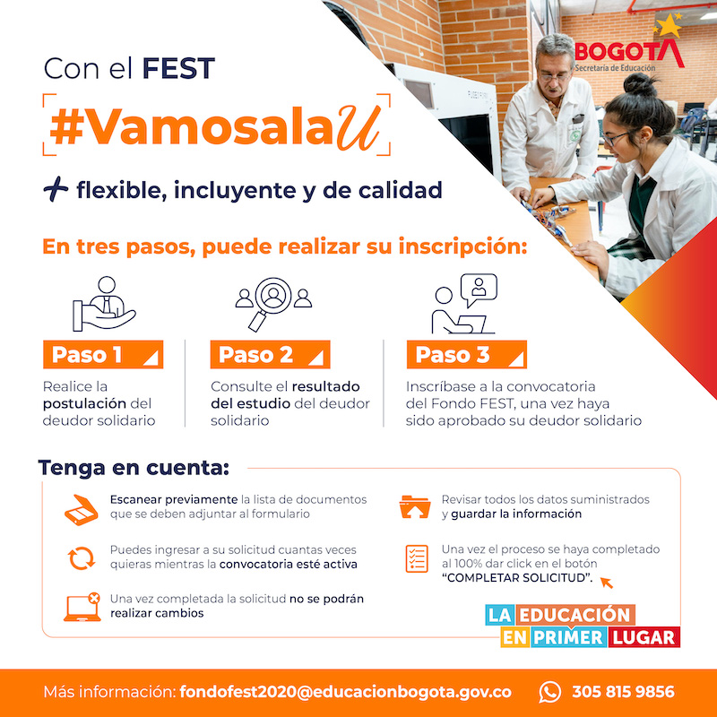 Bogotá abre convocatoria para educación superior gratis