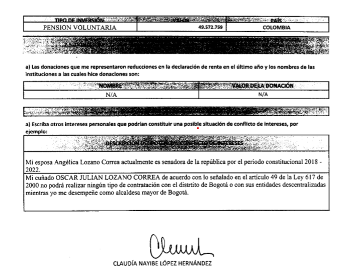 Declaración conflicto de interéses