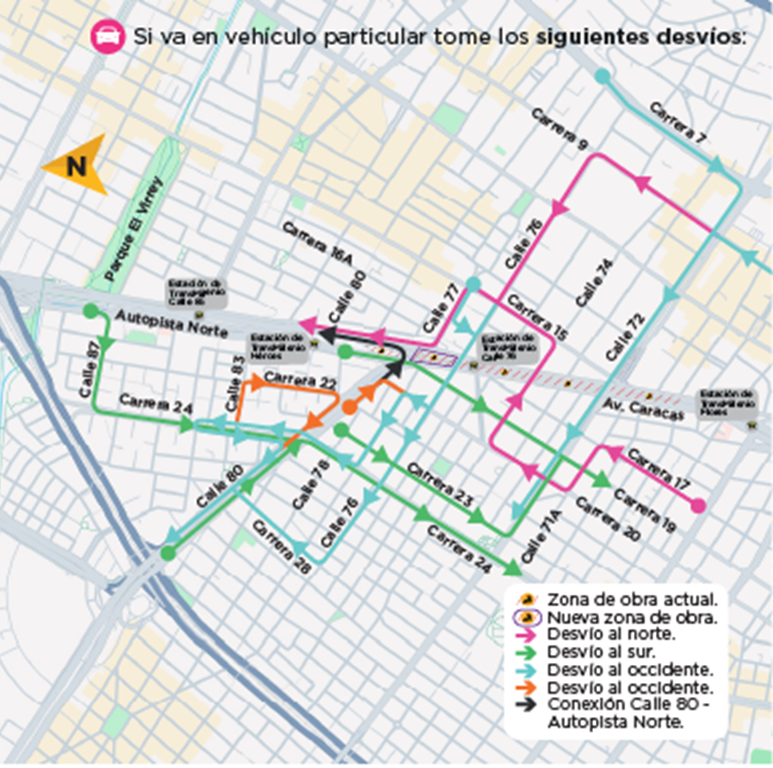 Desvíos por obras Metro
