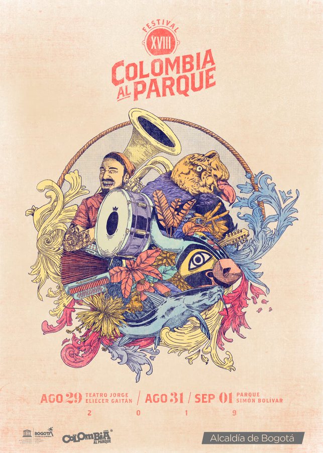 Afiche de festival Colombia al Parque 2019.