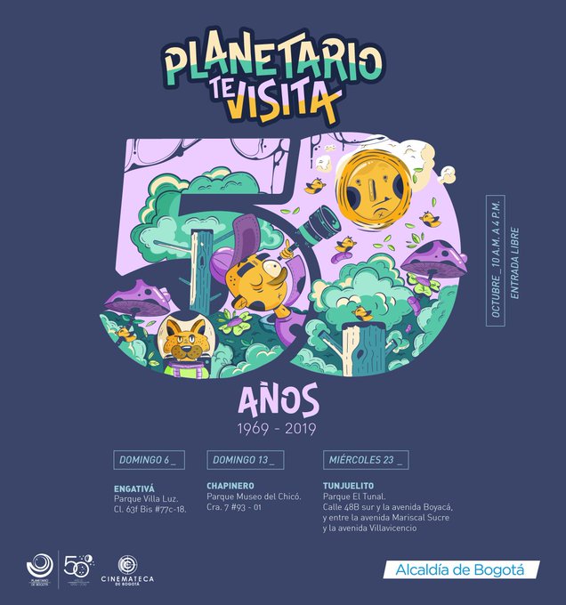 Afiche promocional de #PlanetarioTeVisita en Chapinero.