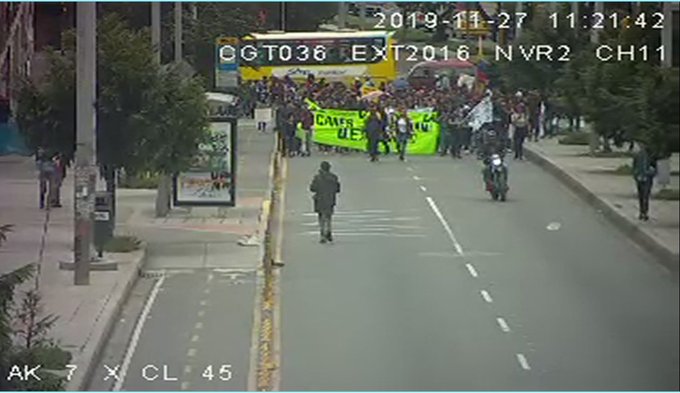 Movilización por la calle 45 en Bogotá