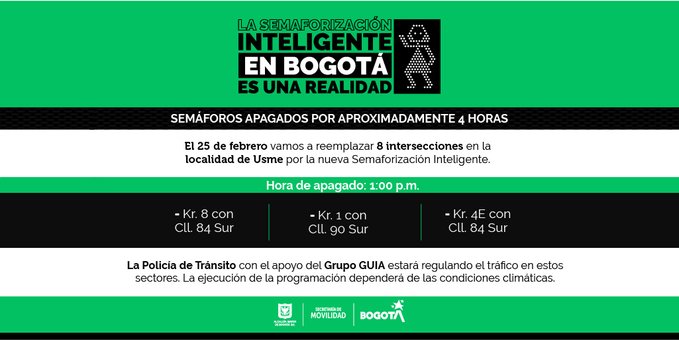 Semaforizacion inteligente en Bogotá