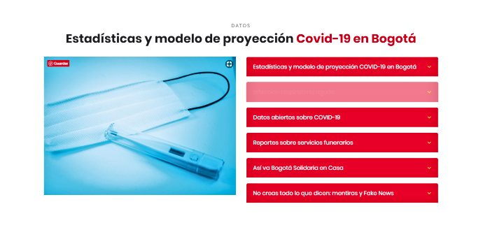 Página web de coronavirus en Bogotá