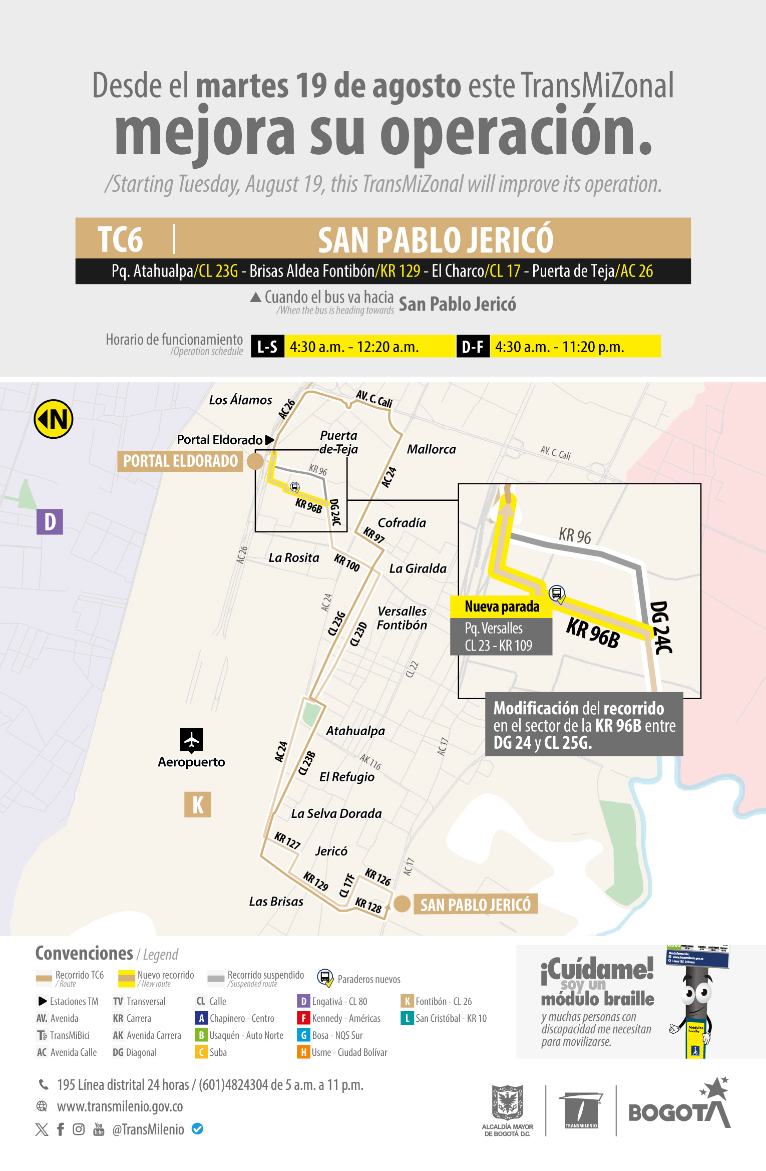 En Bogotá ruta TransMilenio TC6 San Pablo Jericó tiene nueva parada