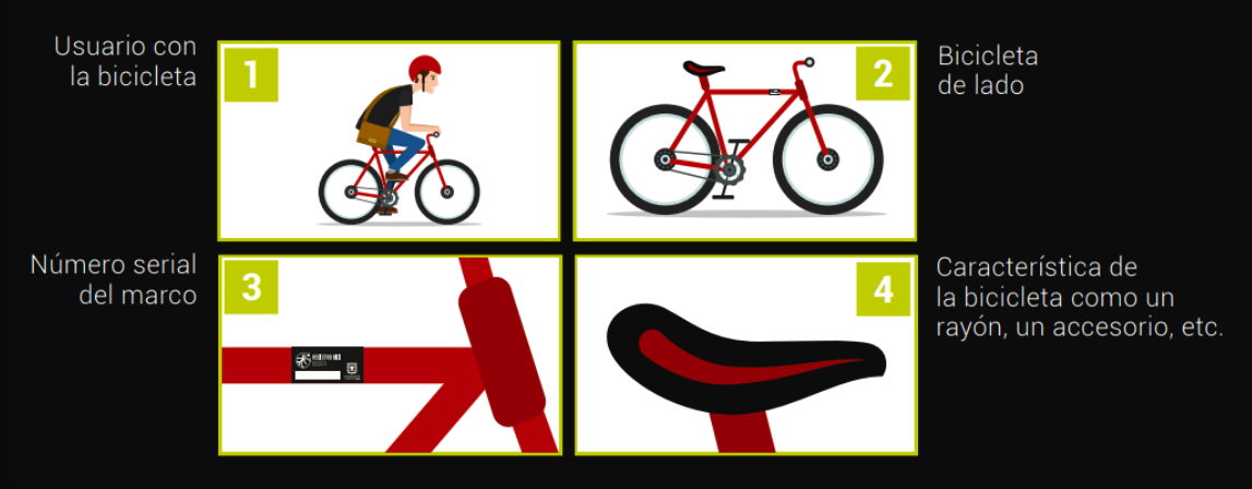 Indicaciones para registrar una bicicleta.