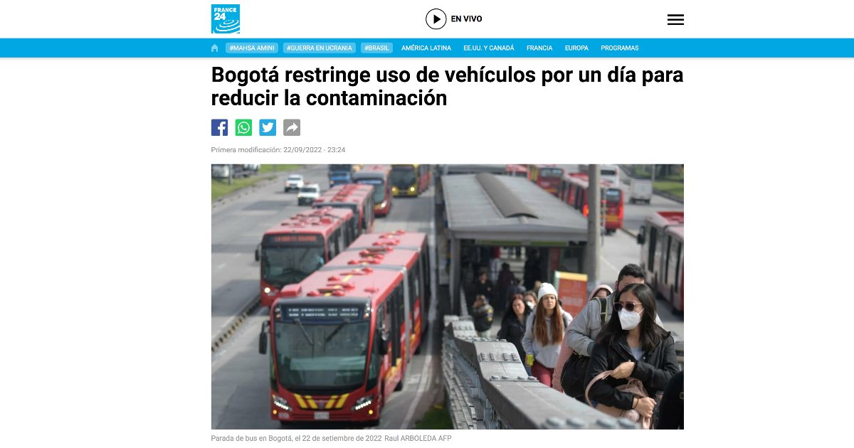 Bogotá restringe uso de vehículos por un día para reducir la contaminación - France 24