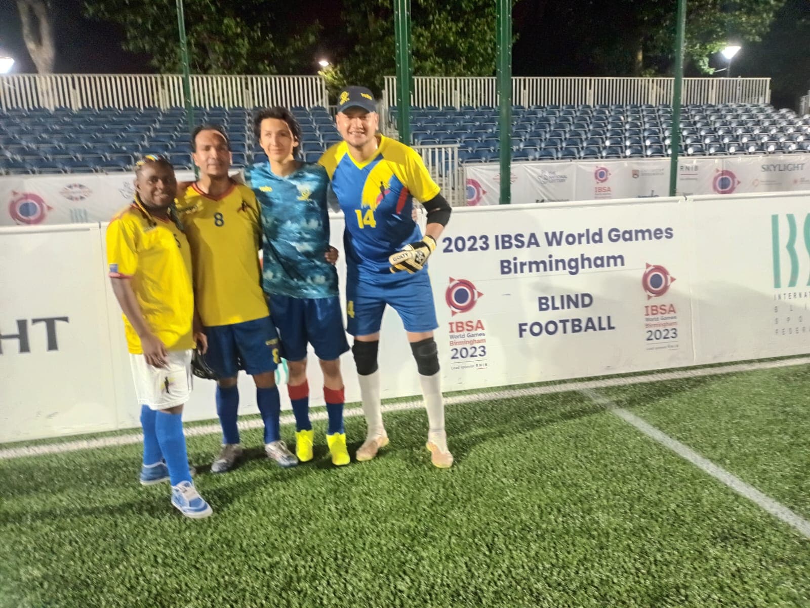 Lino Nicolás Coca Castro, Fredy Duvián López Morales, Jesús Alberto López y Jonathan Ramírez Mendoza integran El equipo de fútbol para ciegos.