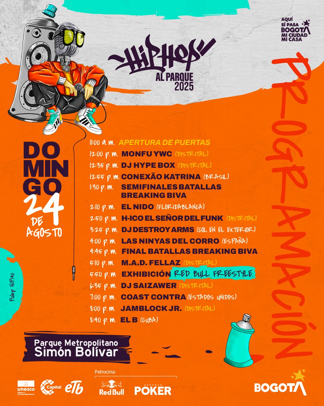 Artistas hiphop al parque 2025 