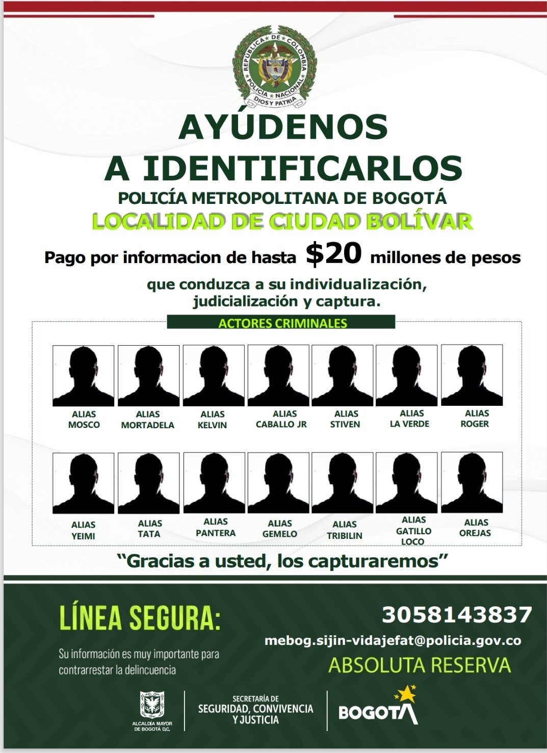 Cártel de los más buscados en Ciudad Bolívar 