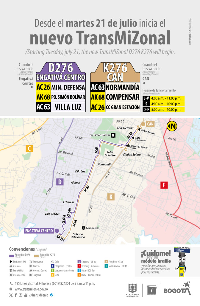 TransMiZonal D276 - K276 conecta Engativá Centro con el CAN Bogotá 