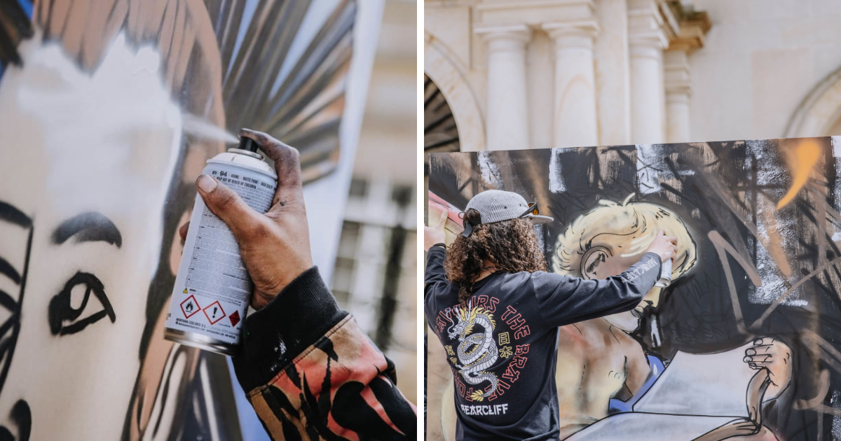 Intervención de grafiti en la iglesia de San Francisco